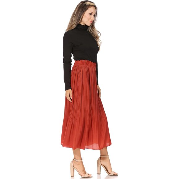 Elegant Women’s Pleated Midi Skirt with Pockets - Regular & Plus Size Options - Picture 2 of 5